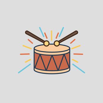 Illustration of a Drum and Drumsticks with Colorful Rays vector