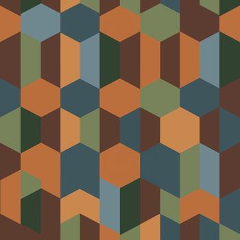 vistoso resumen geométrico modelo con hexagonal formas arreglado en un repitiendo diseño, sin costura patrón, realeza existencias. vector