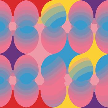 Colorful abstract geometric pattern featuring overlapping oval shapes in a vibrant design, seamless pattern, Stock royalty image. vector