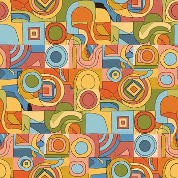 vistoso resumen geométrico modelo diseño con retro estilo y un mosaico loseta acuerdo, sin costura patrón, valores realeza gratis imagen. vector