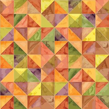 A colorful mosaic pattern with squares and triangles vector