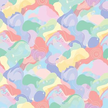 A colorful pattern with clouds and stars vector