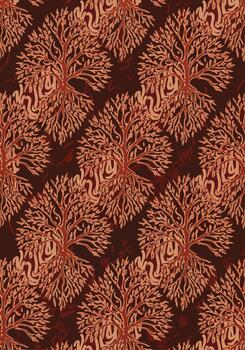 Decorative seamless pattern featuring stylized trees with intricate branches on a dark background vector