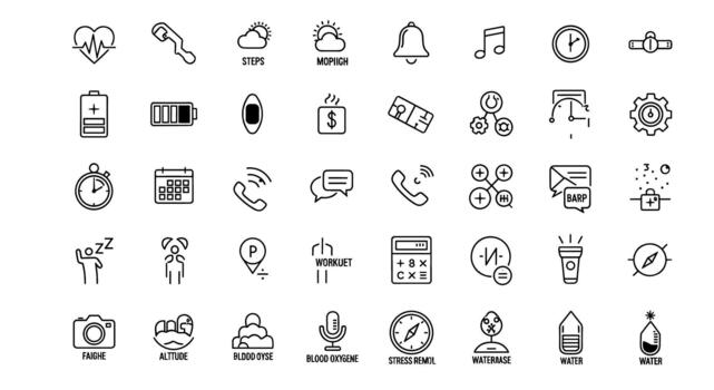 moderno ui icono conjunto para móvil aplicaciones y web diseño plano íconos de digital herramientas y tecnología para usuario interfaz, conjunto de iconos vector