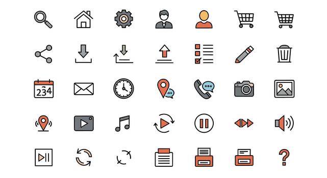 Diverse Set of Flat Design Icons for Digital Applications and Web Services vector