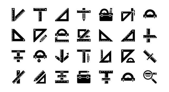 Collection of Geometric Tools Icons Set Illustration Measuring Instruments for Drafting Education and Design Projects vector
