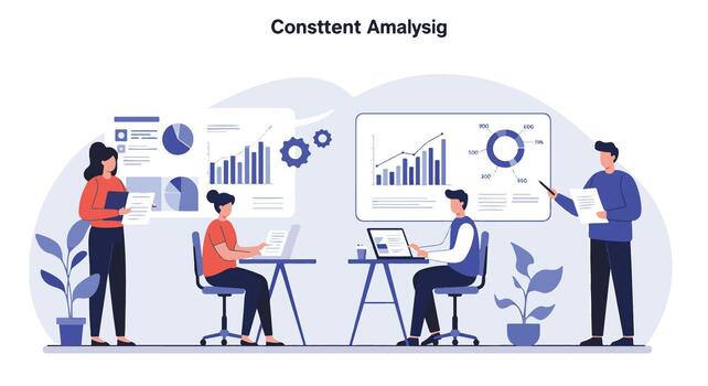 Team of professionals analyzing data and charts during a business meeting in a modern office vector
