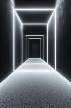 Futuristic tunnel illuminated by white light photo