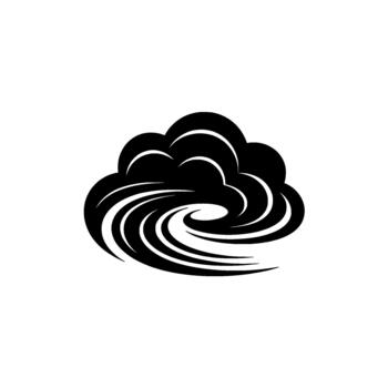 A stylized silhouette of a powerful hurricane cloud formation with swirling wind patterns isolated vector