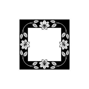 A sophisticated of a square frame adorned with delicate stylized flowers and leaves creating an elegant border vector