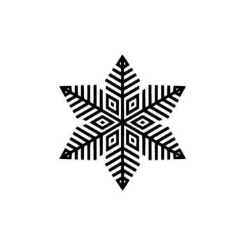 Geometric snowflake with symmetrical radial symmetry and linear patterns vector