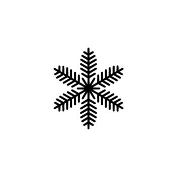 A sharp geometric snowflake with six detailed symmetrical branches isolated vector