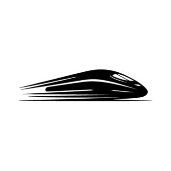 Sleek silhouette of a highspeed bullet train with aerodynamic lines conveying motion and speed vector