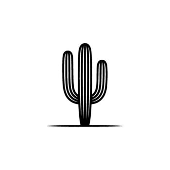 Stylized representation of a saguaro cactus with three arms rendered in a minimalist line art style with subtle gray shading vector