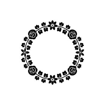 A delicate wreath composed of stylized roses and simple flowers with small leaves arranged in a circular pattern vector