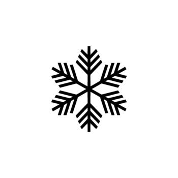A geometric snowflake with six symmetrical arms rendered in a clean style vector