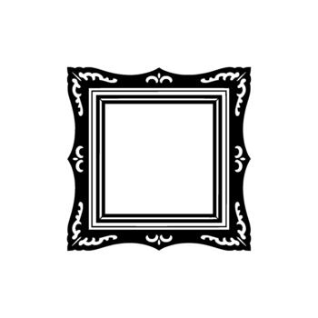 Ornate and gold square picture frame with decorative filigree scrollwork isolated vector