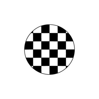 A stark checkerboard pattern contained within a perfect circle isolated vector
