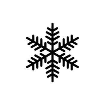 A minimalist symbol representing a single intricate snowflake with six sharp branches vector
