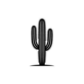 Minimalist silhouette of a multiarmed saguaro cactus with sharp spines isolated vector