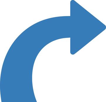 Simple Solid Curved Arrow Pointing Right Direction Sign Graphic Element vector