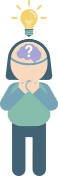 Flat Style Conceptual Person with Lightbulb Idea and Question Mark vector