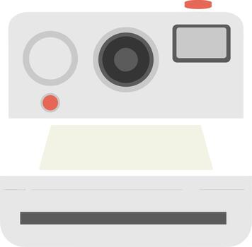 Simple Flat Style Instant Camera Device with Red Button Illustration vector