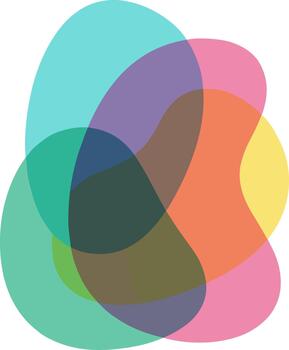 Abstract Overlapping Shape Design with Transparent Vivid Color Overlay Illustration vector