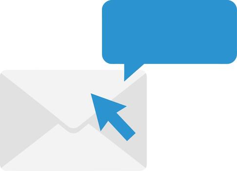 Simple Flat Design Mail Letter with Cursor and Speech Bubble Element vector