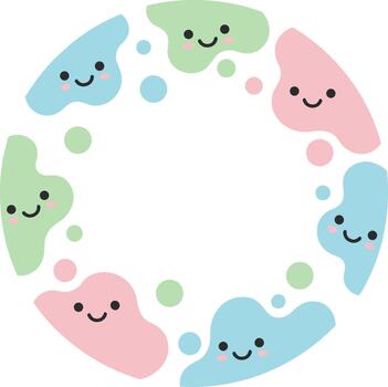 pastel de colores circulo marco con linda sonriente gota formas ilustración vector