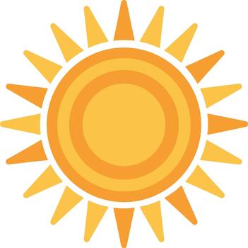 Flat Design Simple Sun Icon with Rays and Circle Layers Illustration vector