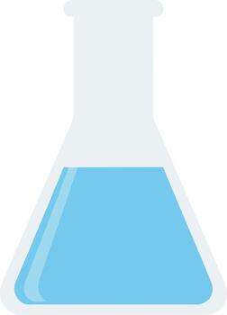 Flat Simple Design Conical Flask Laboratory Experiment Filled Blue Liquid vector