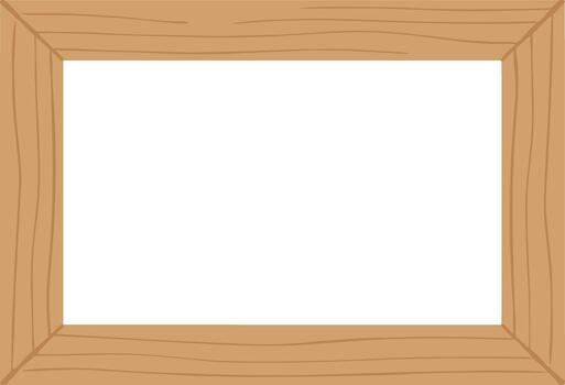 Simple Cartoon Rectangular Picture Frame with Wood Grain Texture Element vector