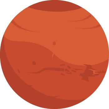 Flat Style Detailed Mars Planet Illustration With Surface Features and Colors vector