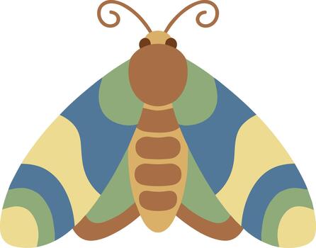 plano diseño caprichoso vistoso polilla ilustración con estampado alas naturaleza vector