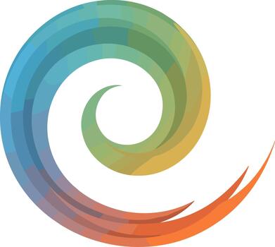 Abstract Low Poly Colorful Swirl Shape Design Element Illustration vector