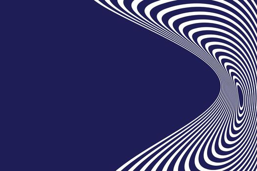 Abstract blue background with white curved lines creating an optical illusion effect vector