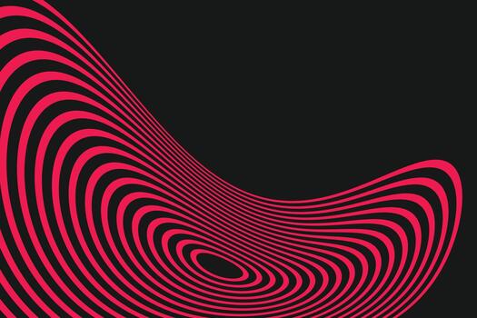 Abstract pink lines create a distorted circular pattern on a dark background image vector