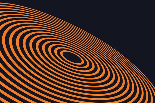 resumen naranja concéntrico círculos modelo en oscuro antecedentes creando profundidad y espejismo vector