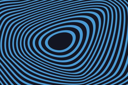 Abstract background with concentric blue lines on black creating an optical illusion art vector