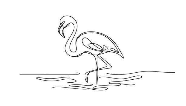 continuous line drawing of a flamingo in the water vector