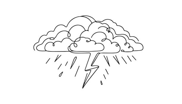 a drawing of a cloud with lightning coming out of it vector