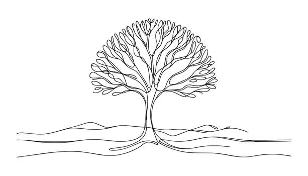 continuous line drawing of a tree with no leaves vector
