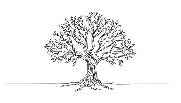 continuous drawing of a tree with no leaves vector