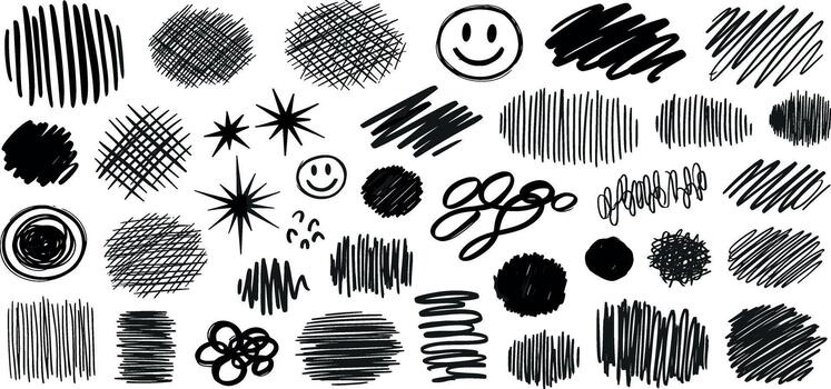 incompleto líneas y garabatos mano dibujado resumen gráfico colección vector