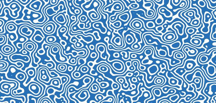 Blue and White Abstract Pattern of Curvy Lines and Circular Shapes vector