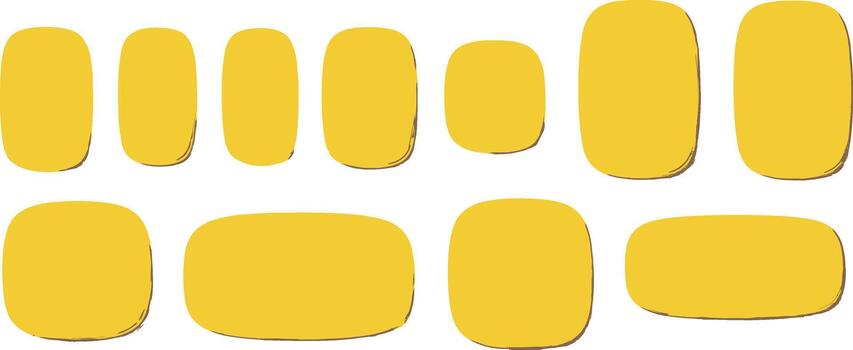 Vibrant yellow rounded irregular shapes with subtle shadows, ideal for creative graphic design elements and custom text frames vector