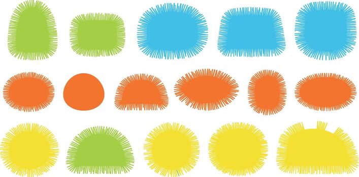 A collection of colorful hand-drawn doodle frames with a unique frayed scribble texture effect vector