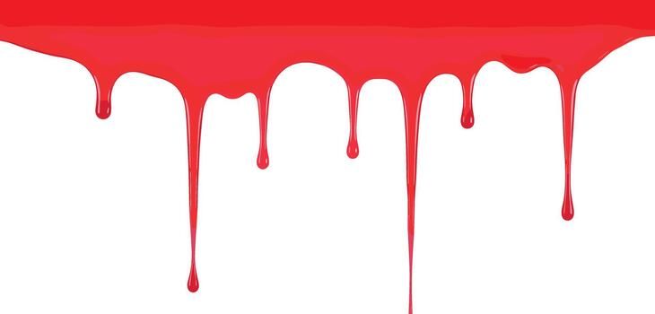 Abstract graphic of red liquid paint dripping in a seamless border pattern vector