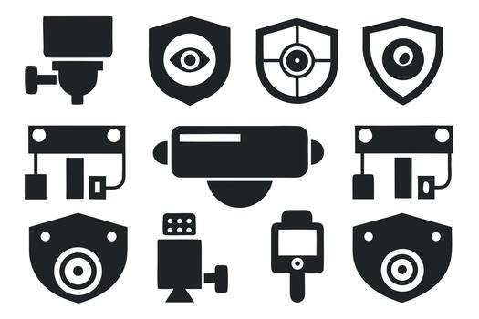 Flat photography camera icons bundle in minimal style for professional graphic use vector